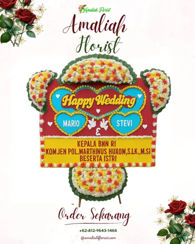 Karangan Papan Bunga Pernikahan di Bontihing